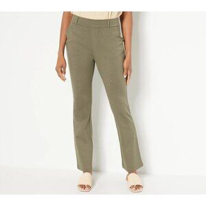 Studio Park x Jayne Brown Regular Ponte Bootcut Pull-On Pants Olive,Small